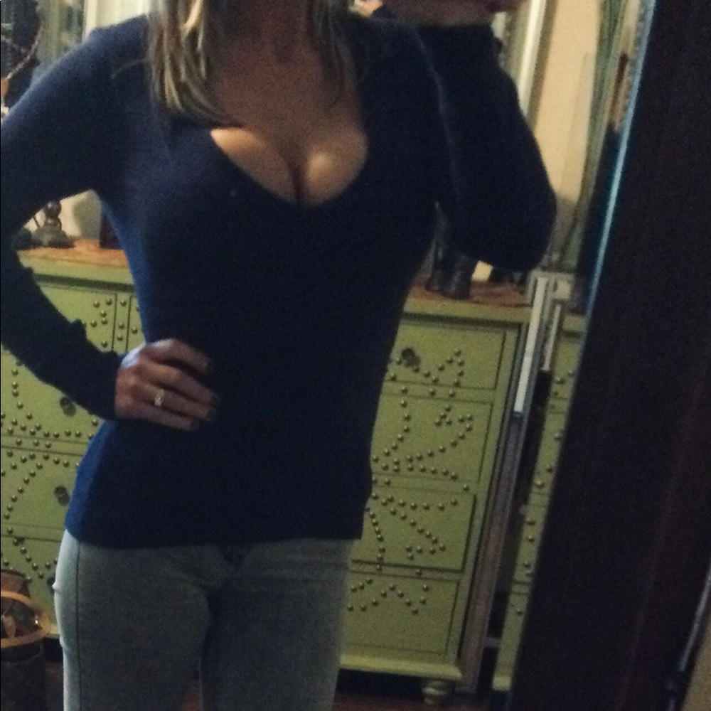 Express royal blue v cut sweater Medium